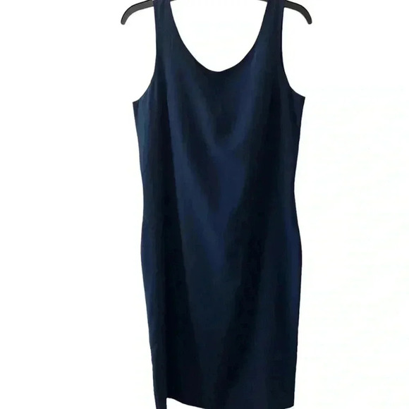 Neiman Marcus 100% Silk Navy Shift Dress Women’s 10 | Elegant Day to Night Made - Picture 4 of 6
